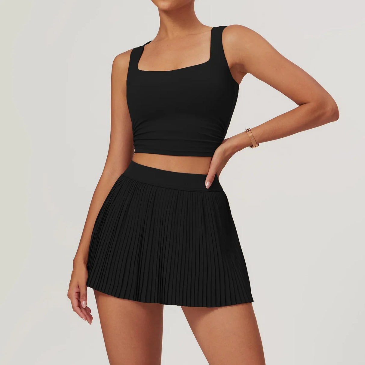 Women's 2 Piece Yoga Tennis Skirt Set Gym Outdoor & Sportswear