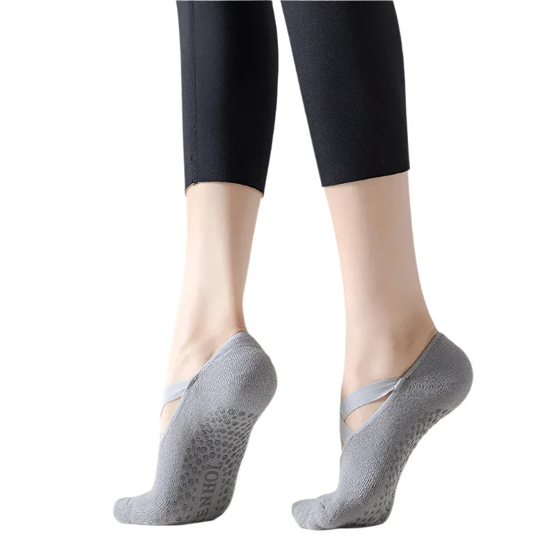 Yoga Socks Women Cotton Silicone Non slip Pilates Grip Towel No Show Barre Sock