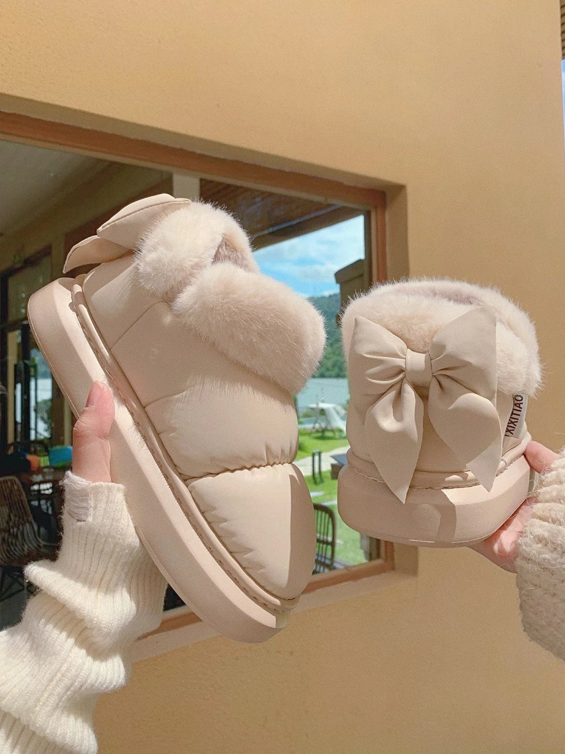 Women's Snow Boots Bow Knot Plush Lined