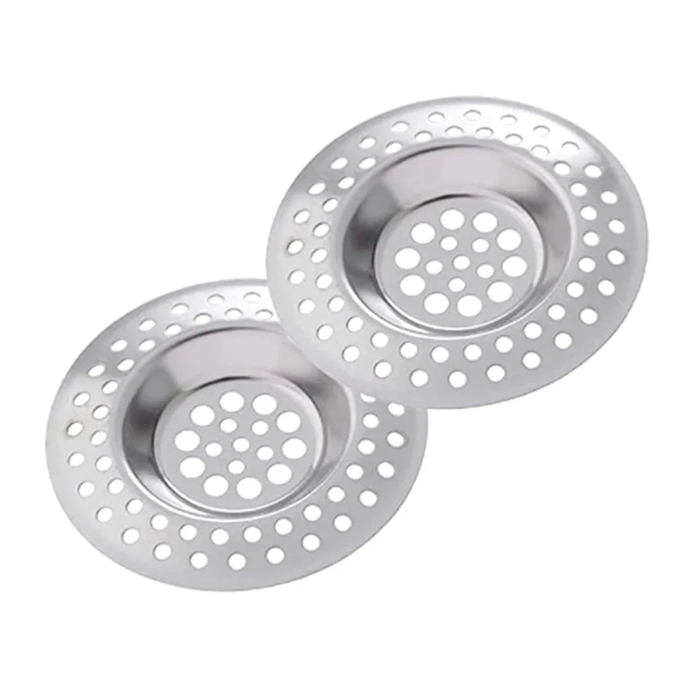 2Pcs Stainless Steel Sink Strainer Hair Catcher Drain Filter 7.5cm