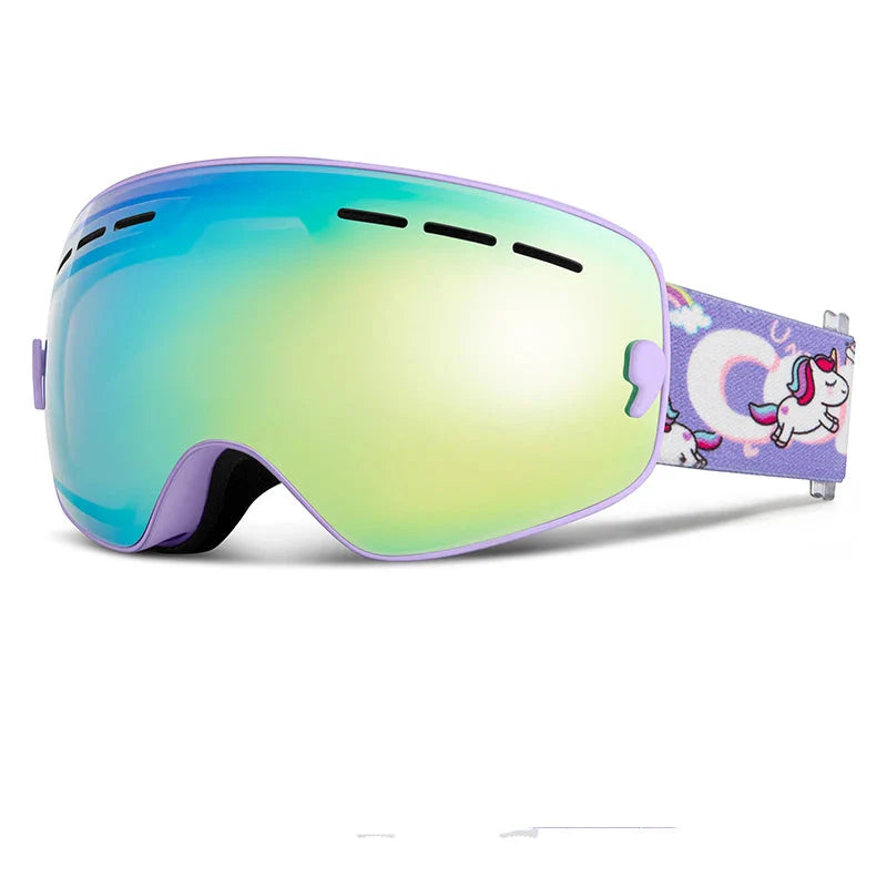 Snowboard Goggles for Kids Ages 4-15 Cartoon Straps