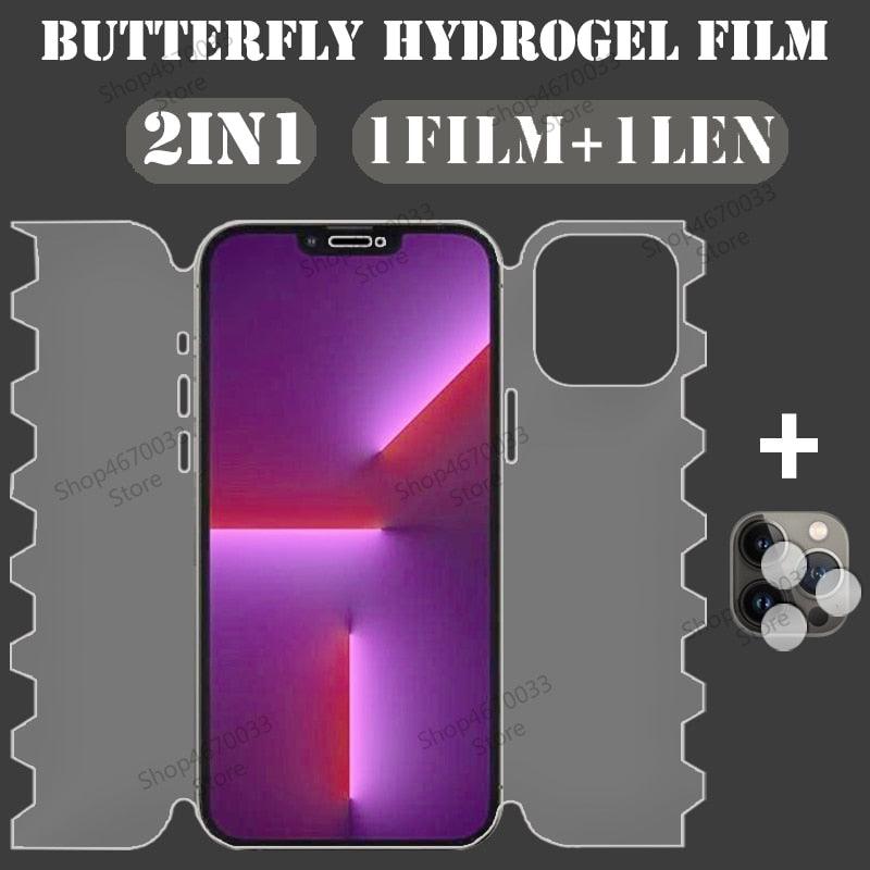 Full Cover Butterfly Film For iPhone 14 13 12 11 Pro Max 14 Plus 13 12 Mini Lens Cover For iPhone XR X XS Max Film Soft Screen Protector Full Coverage Clear HD Phone Protector