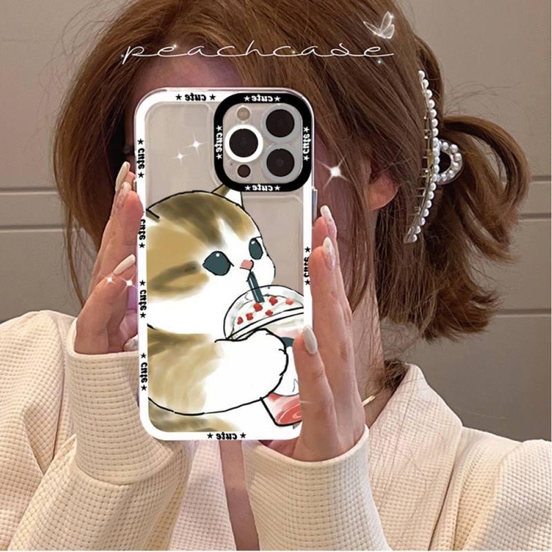 Cute Cat Phone Case for iPhone 11 12 13 Mini Pro Max 14 Pro Max Case shell Blank Printable Phone Case for Soft Rubber Cool Polish Phone Case