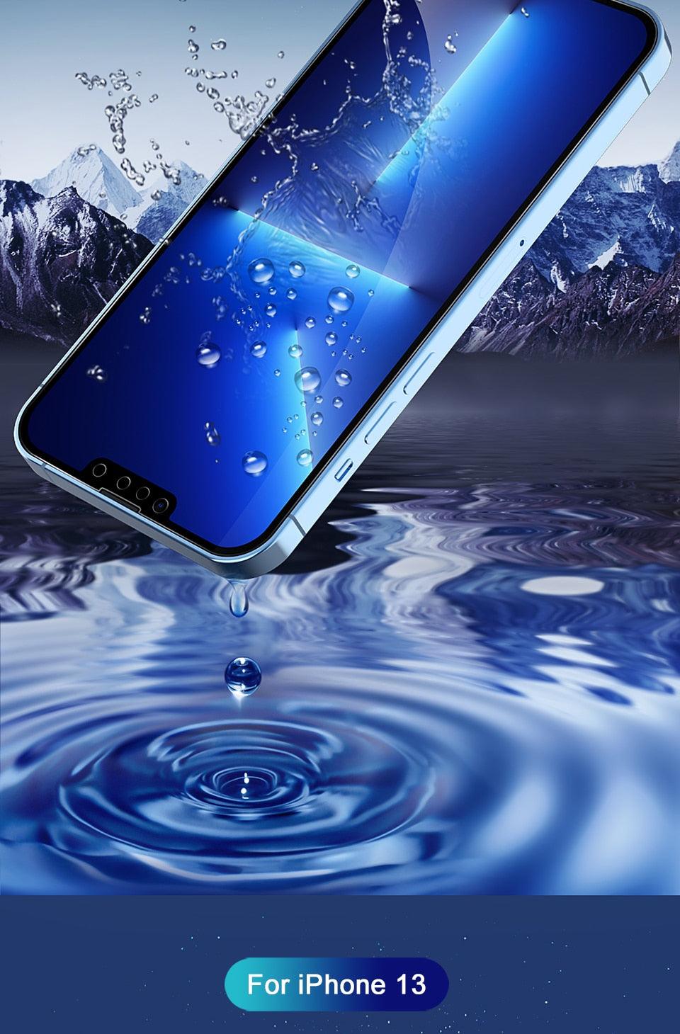 Full Cover Film For iPhone 13 12 11 14 Pro MAX Mini Screen Protector XS Max XR X 7 8 6S Plus SE 2020 Phone Accessories Screen Protector Ultra Strengthened Tempered Glass