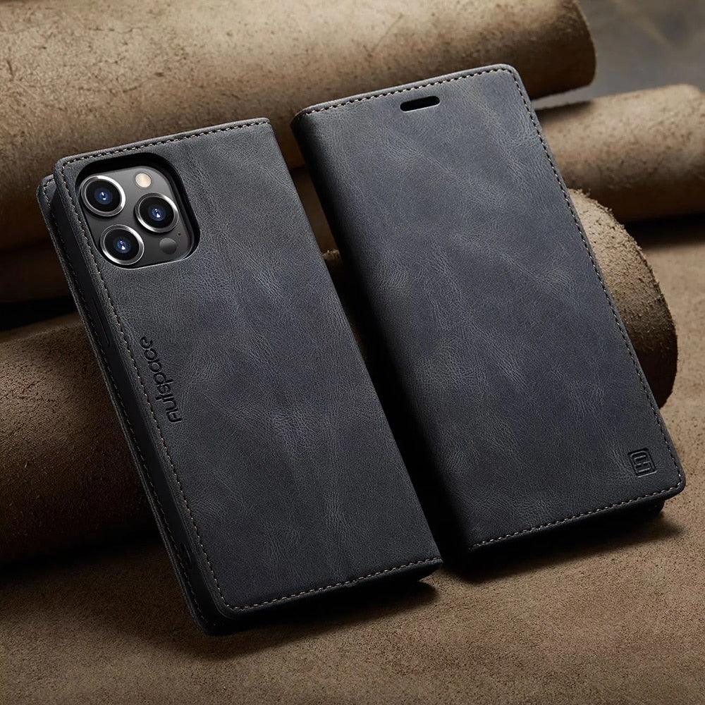 Vintage Wallet Case Card Holder Kickstand Built-in Magnetic Flip Leather Case for iPhone Leather Cases for iPhone 14 13 12 11 Pro Max Mini XR XS Max 8 7 6s Plus Wallet Flip Cover