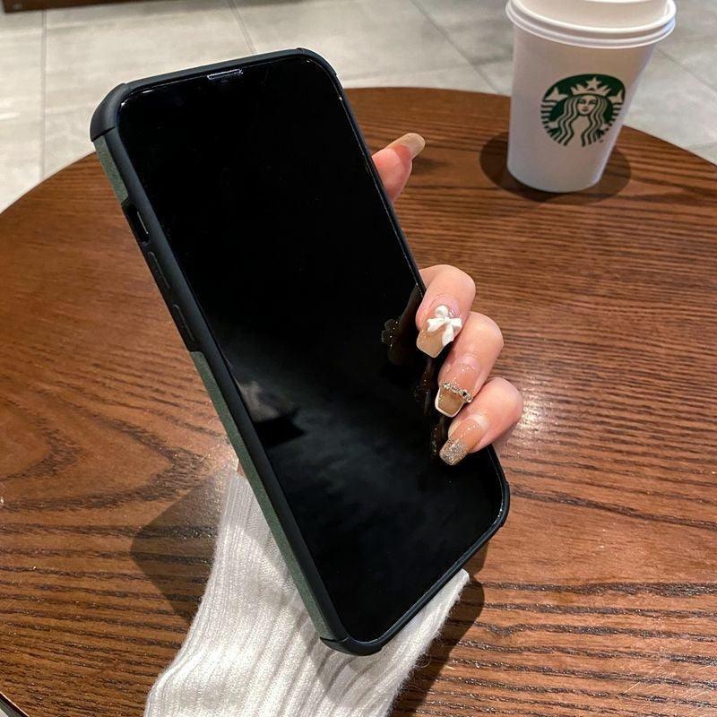 Vintage Green PU Leather Case For iPhone 13 12 11 Pro Max Mini XR XS X 7 8 Plus Luxury Silicon Bumper Shockproof Soft Cover Ultra Thin Slim Leather Case Anti-Scratch Hard Back Cover for iPhone