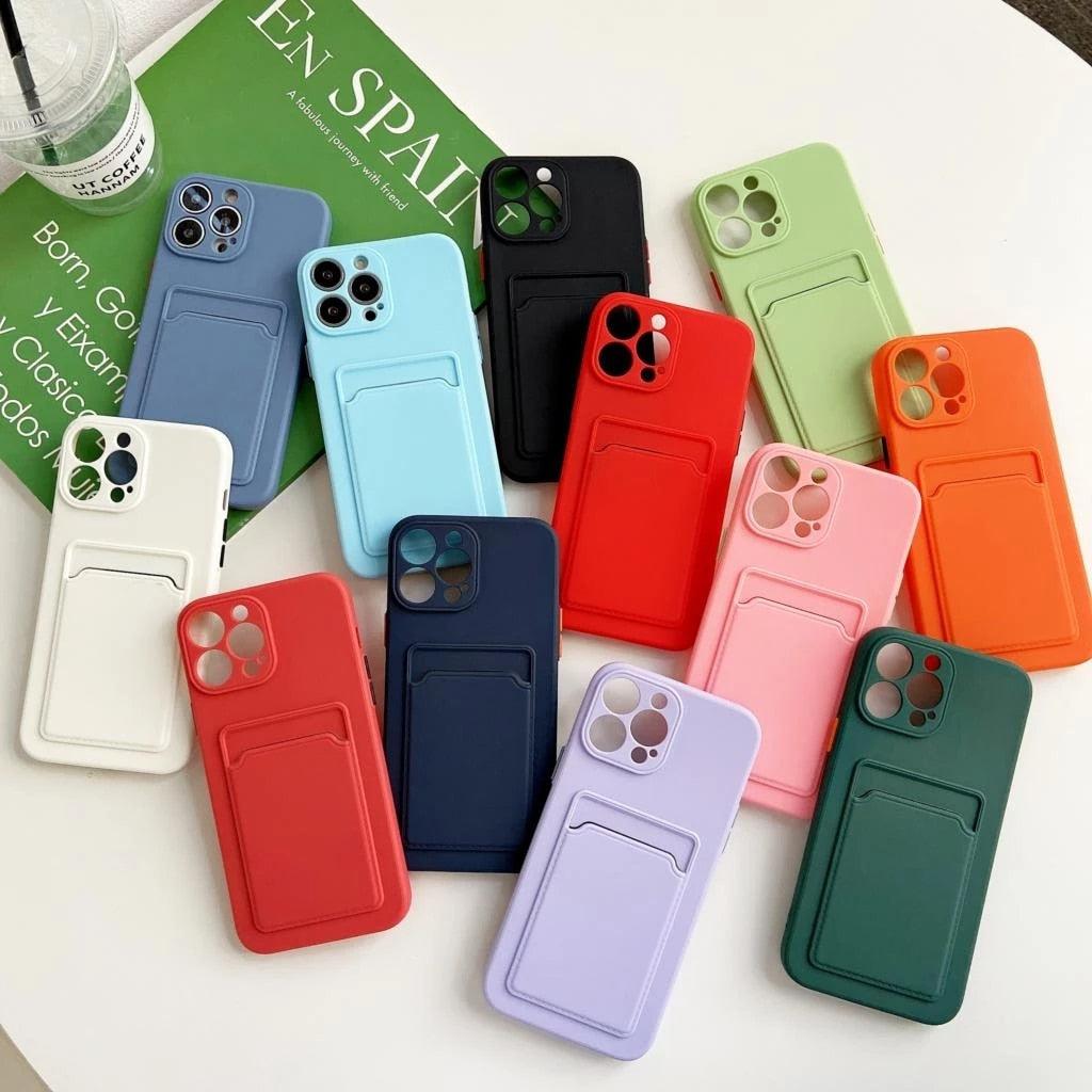 White Luxury Card Holder Phone Case for iPhone 13 12 Pro Wallet Soft Back Cover Shockproof Cute Protective Case for iPhone Cute Case With Card Holder