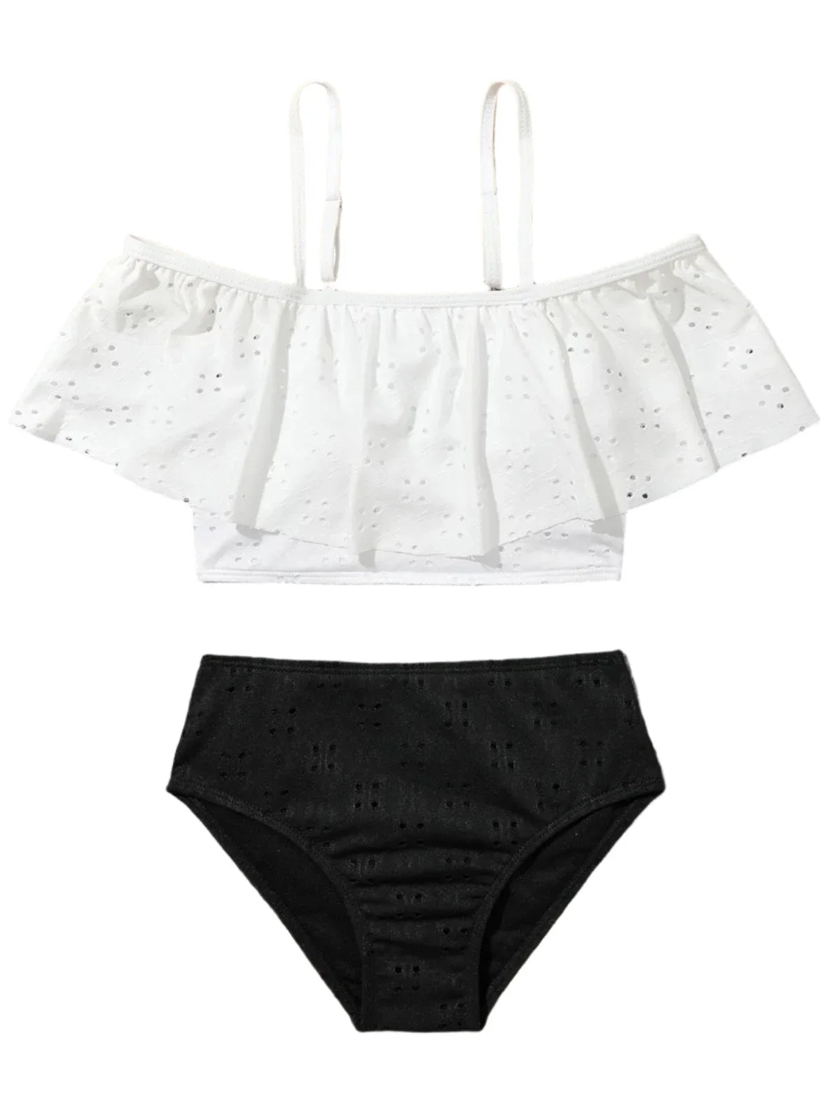 Kids' Swimwear Two Piece Ruffle Colorful