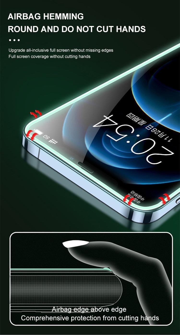 2Pcs Luminous Protective Glass For iPhone 14 13 12 11 Pro Max X XR XS Screen Protector For 7 8 6 Plus SE3 Glowing Tempered Glass Luminous Glowing Tempered Glass Screen Protector for iPhone