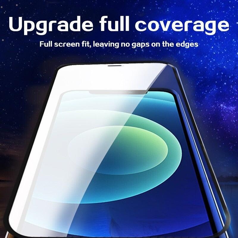4PCS Full Cover Protective Glass For iPhone 13 12 11 Pro Max Screen Protector For iPhone 6 7 8 Plus X XR Xs SE 2020 Mini Glass Full Glue Big Curved Edge Flexible Tempered Glass for iPhone