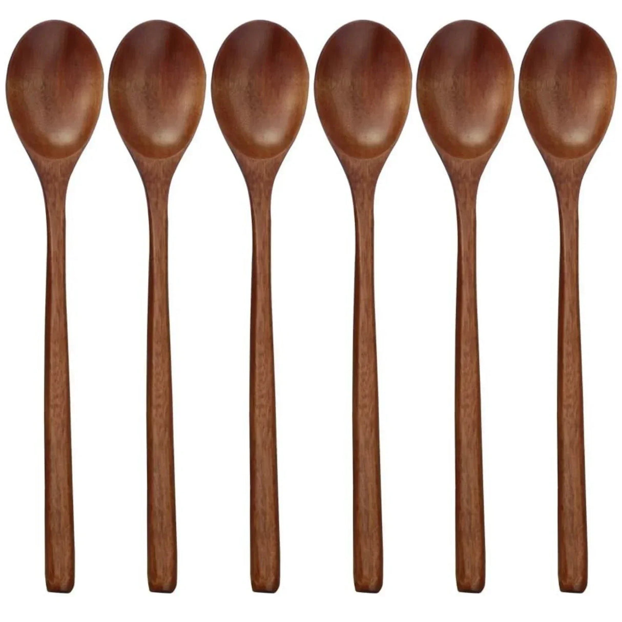 6-Piece Bamboo Wooden Spoon Set 9" Natural Wood Cooking & Mixing