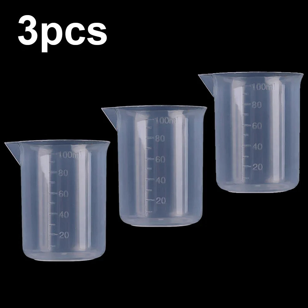 100ml Plastic Measuring Cups - Lab Beaker, Kitchen Tools, Graduated Volumetric Mugs