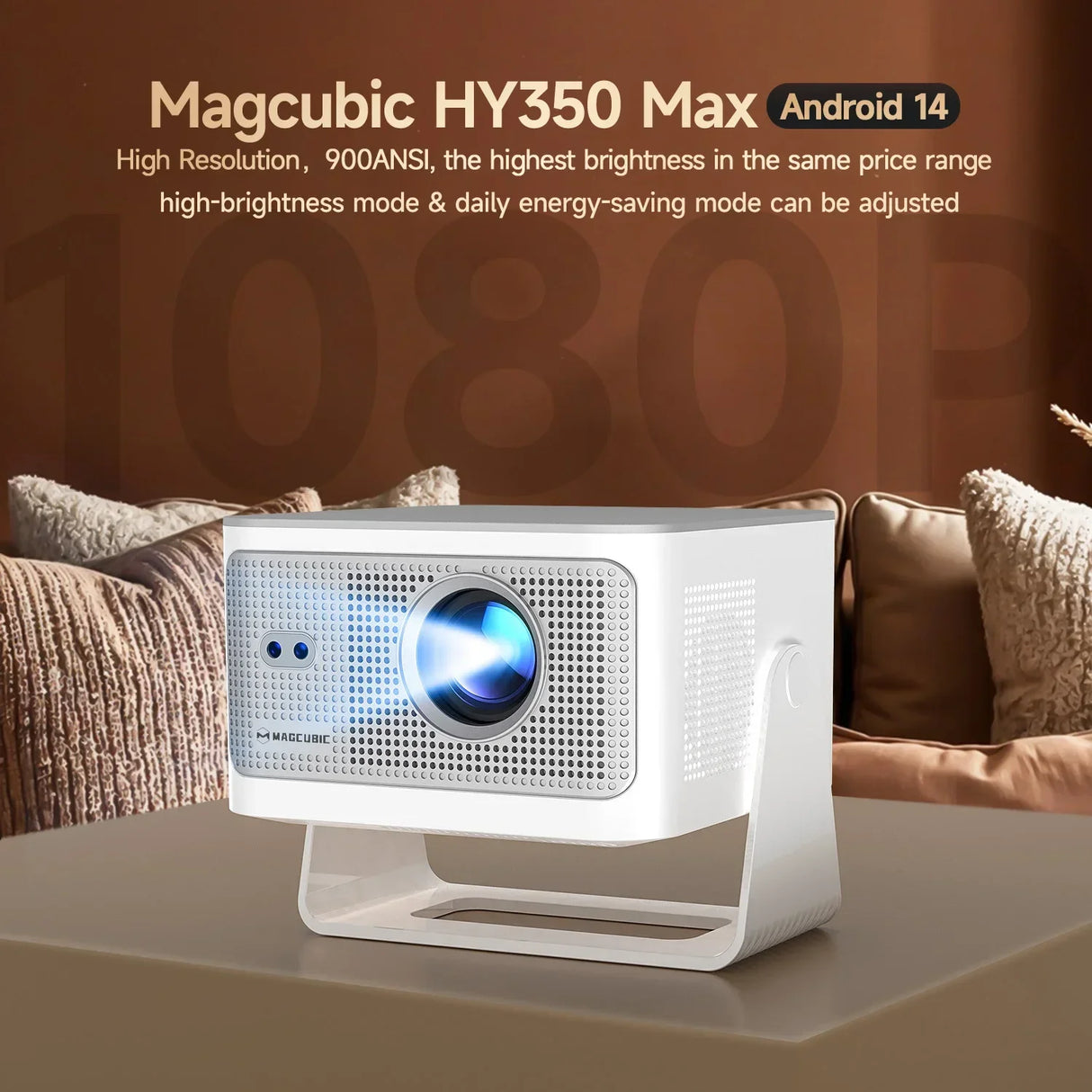 Magcubic HY350Max 900ANSI Android 14 Projector Auto Focus Projector Support 8K Native 1080P Wifi6 BT5.4 16G Allwinner H726 Portable Projector