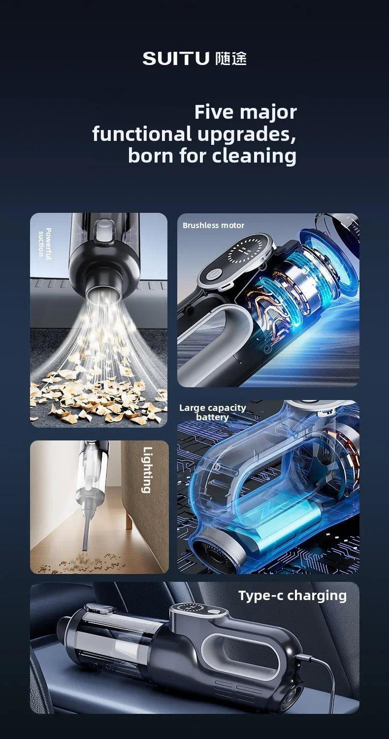 65000RPM Portable Car Vacuum Cleaner Wireless Handheld Mini Wet Dry Silent Powerful for Auto Cleaning