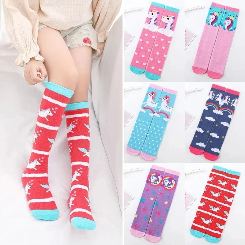 Colorful Embroidered Knee High Socks for Girls