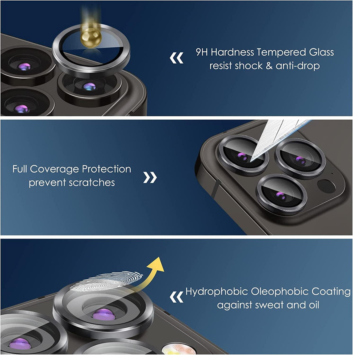 Camera Lens Protector for iPhone 14 Pro Max Plus 13 12 Mini 14Pro iPhone14 13Pro 14Plus 12Pro Glass Protection Protective Film Metallic Camera Ring Lens Protector with Glass Cover
