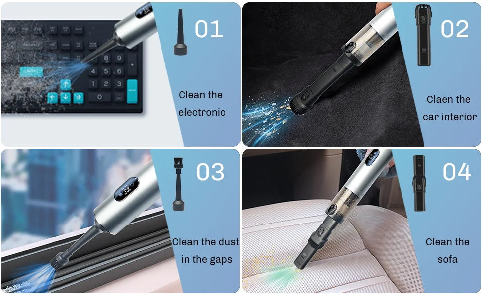 Cordless Handheld Vacuum Cleaner 30000Pa Mini Portable Wireless Cleaner for Home Office & Car Appliance Poweful Cleaning Machine