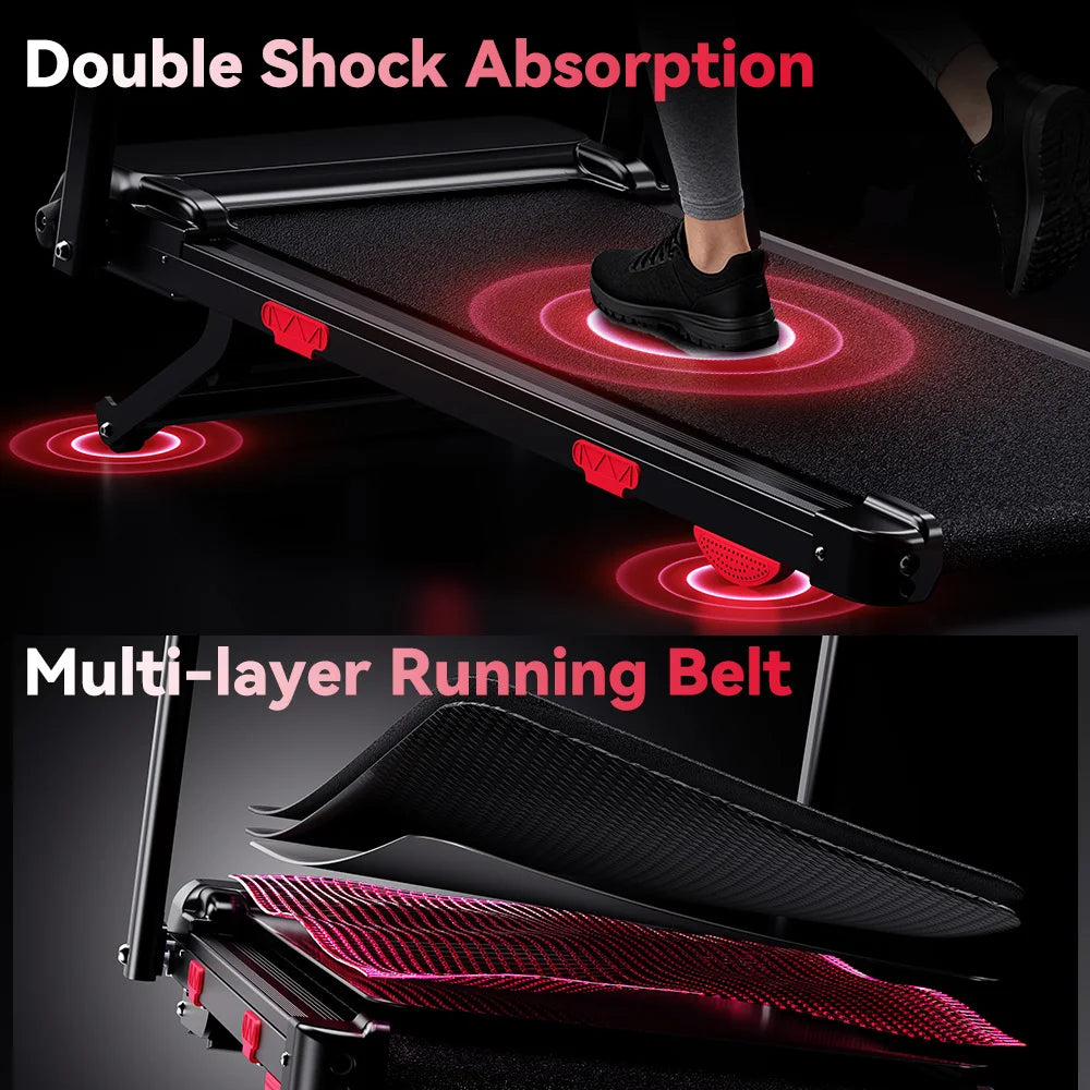 Folding Treadmill with incline Portable Treadmills Home with HandleBar,Walking Pad Foldable 3.0HP Quiet Brushless LED Dispay