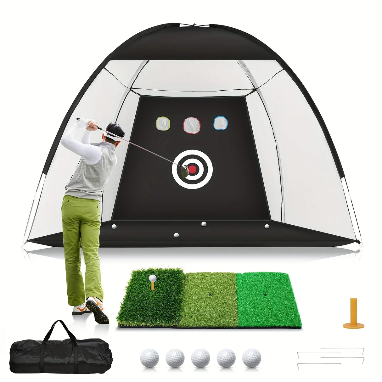 Golf Practice Net with Mat Balls and Tee