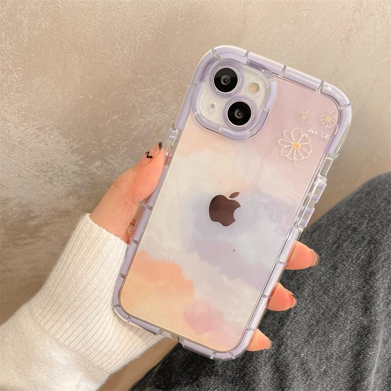 Luminous Art Abstract Phone Case For iPhone 13 12 11 Pro Max Transparent Silicone Shockproof Bumper Cover Floral Girly Transparent Phone Case Glow In Dark iphone case