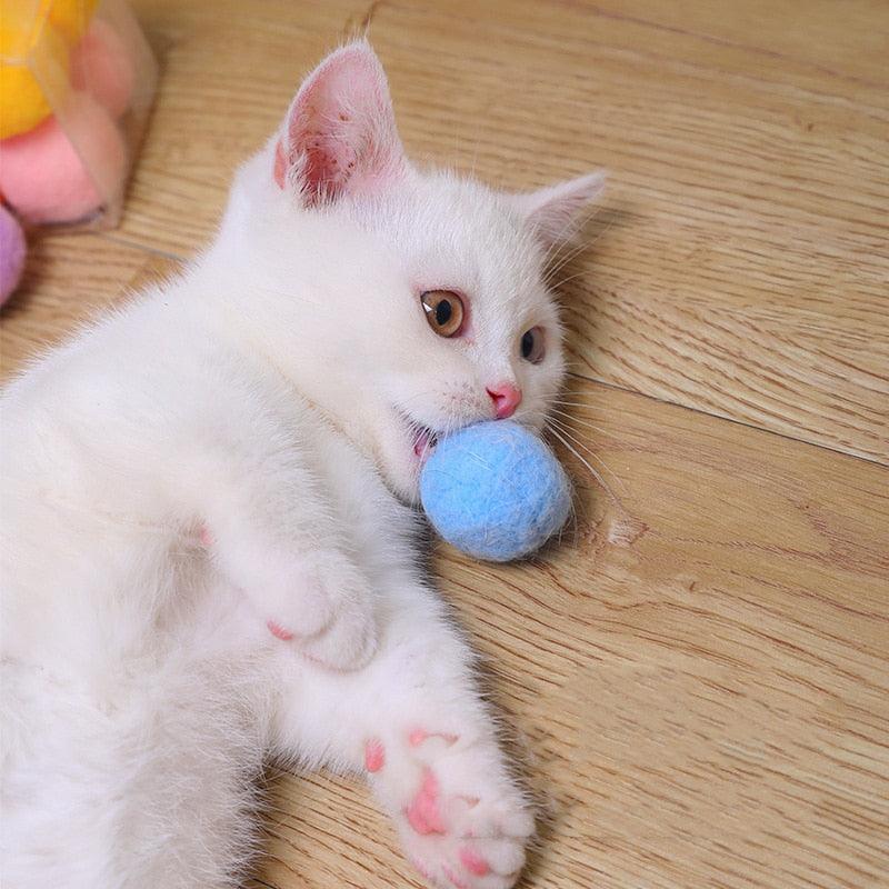 12Pcs/lot Funny Cat Toys Stretch Plush Ball Toys for Cats Colorful Interactive Cat Pom Pom Kitten Toy Pet Supplies Plush Balls for Training and Kitten Play