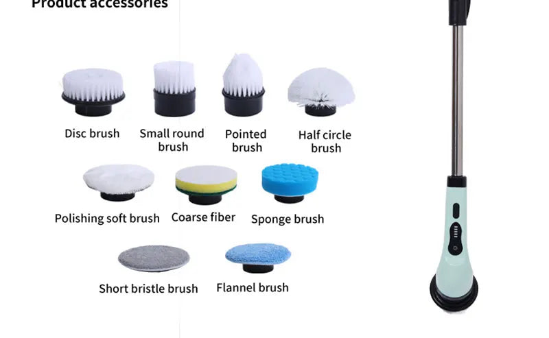 9 in 1Electric Spin Scrubber,Cordless Cleaning Brush Shower Scrubber – Adjustable Extension Handle Waterproof for Tub Tile Floor