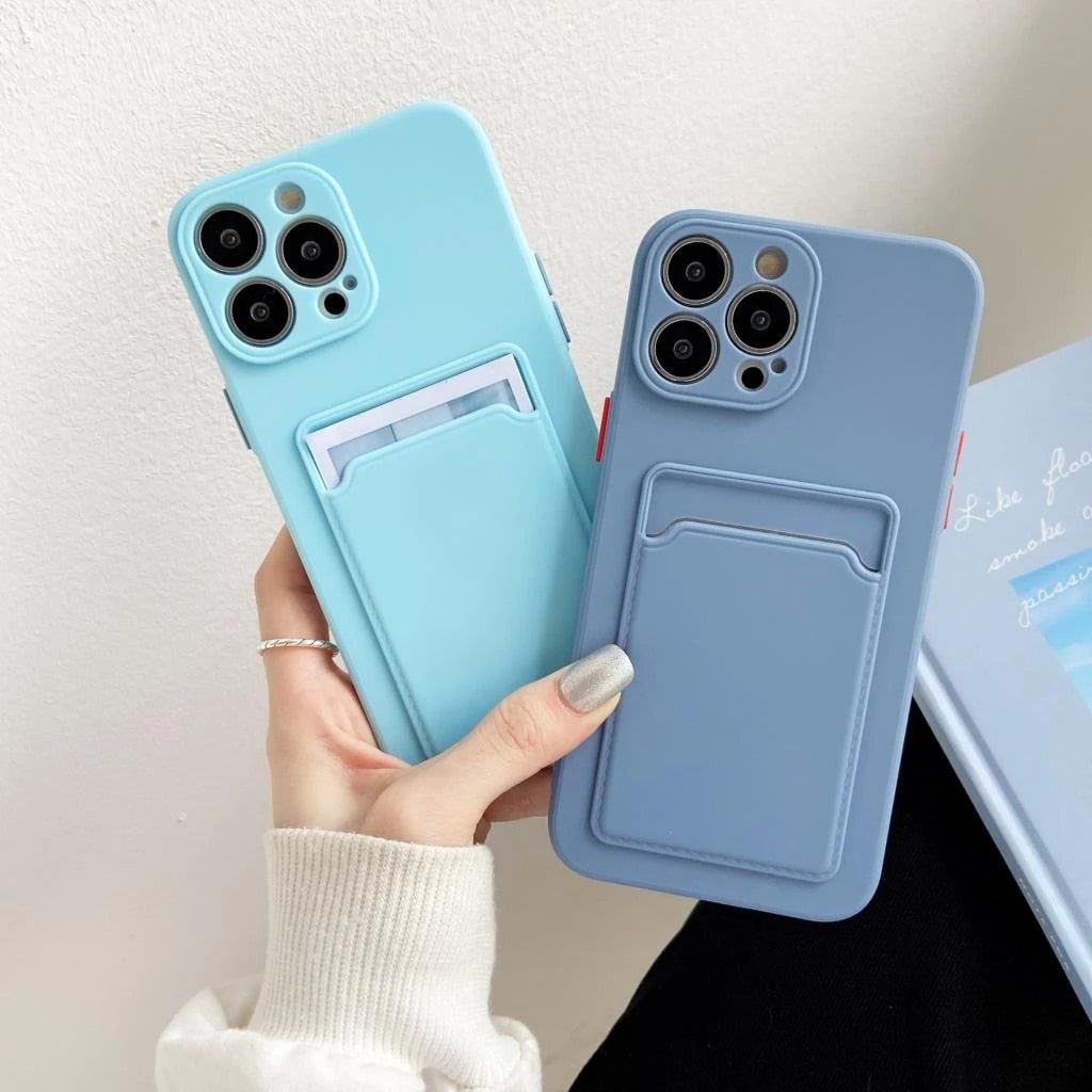 White Luxury Card Holder Phone Case for iPhone 13 12 Pro Wallet Soft Back Cover Shockproof Cute Protective Case for iPhone Cute Case With Card Holder