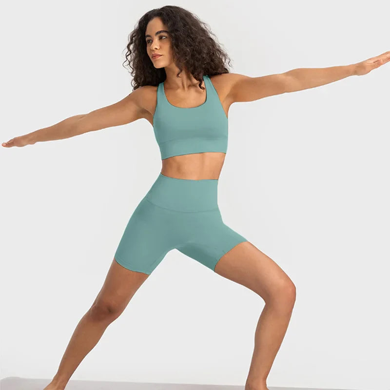 Nude Feel Yoga Sets Cross Back Bra & Joggers