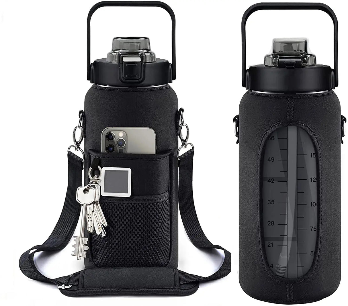 Motivational Leakproof Half Gallon Water Bottle with Straw