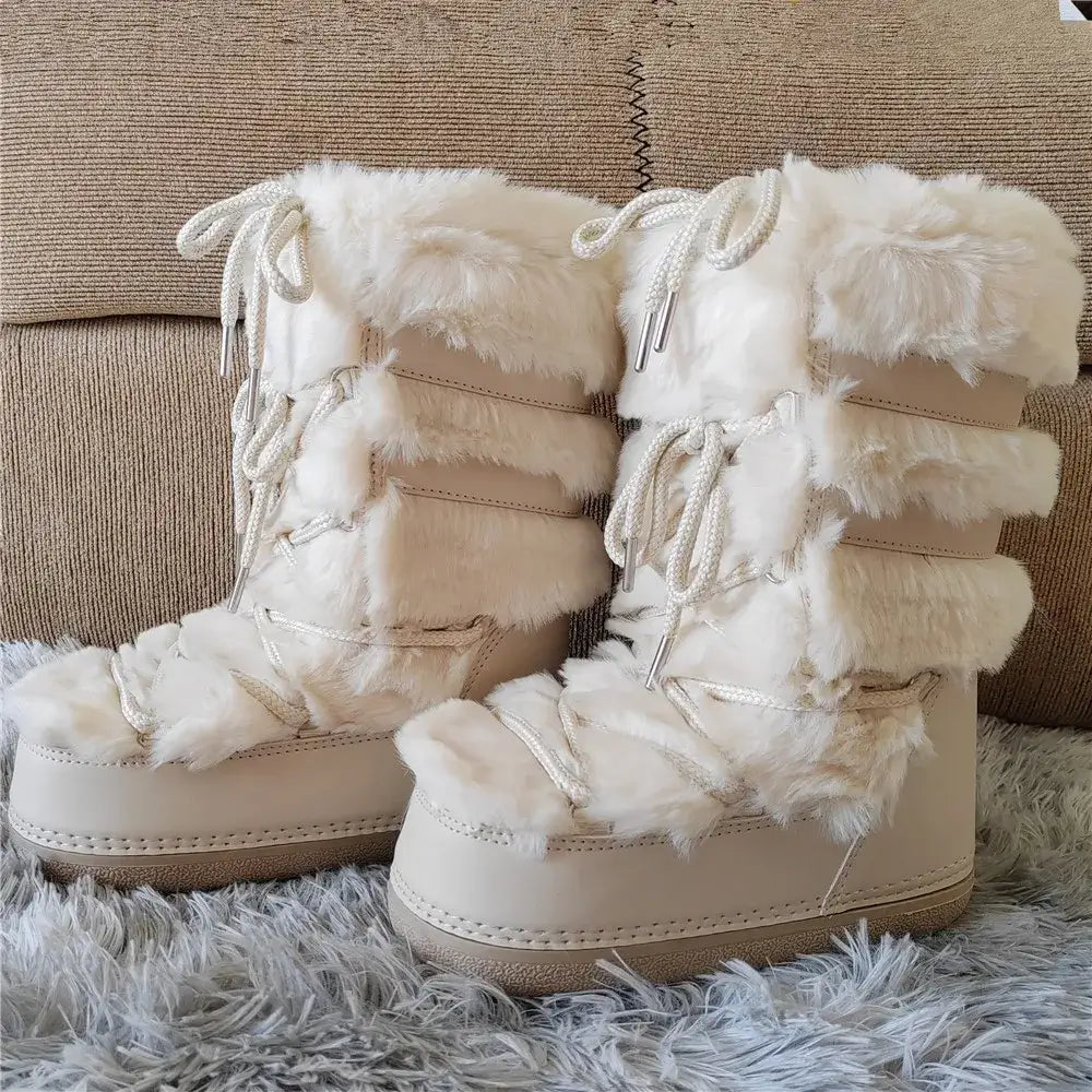 Stay Warm in Style Y2K Fur Boots