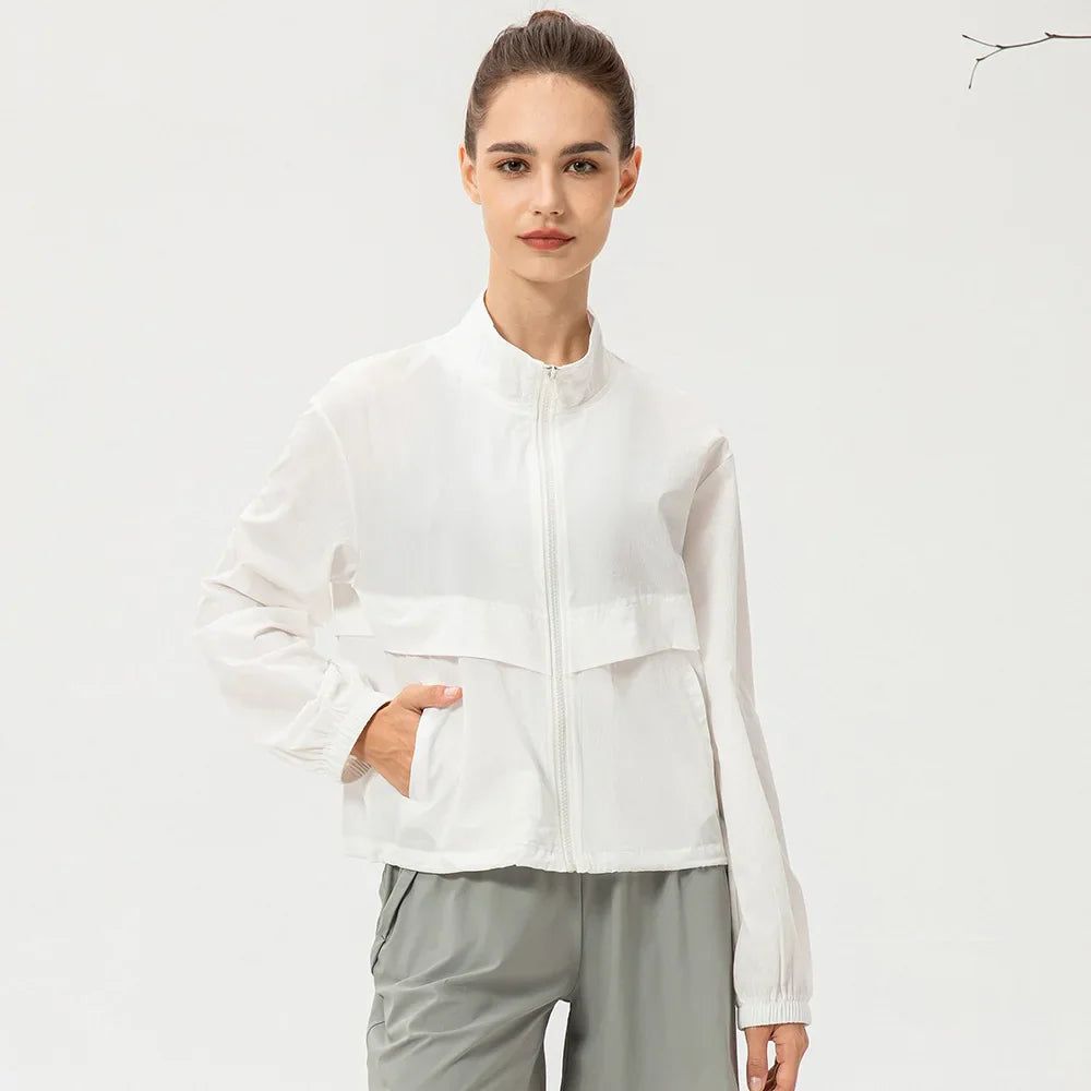 Women's Summer Running Jacket with Drawstring