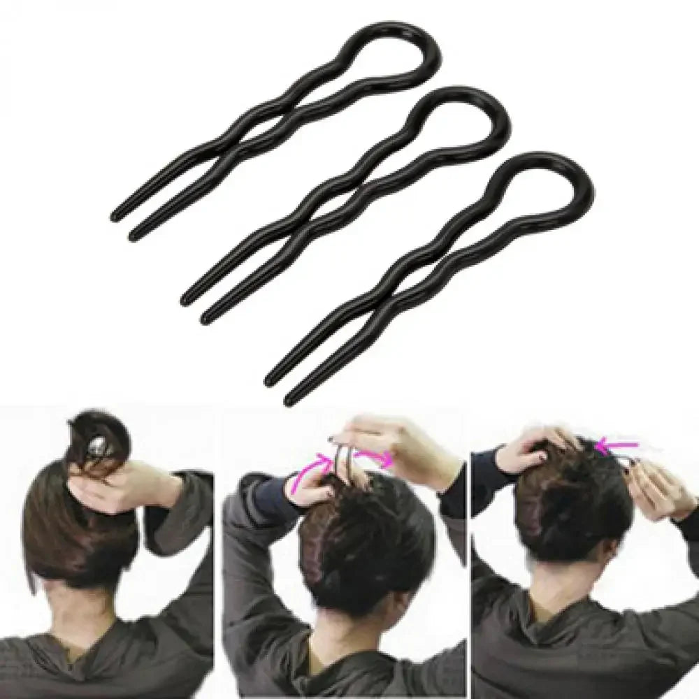 3 Pcs/Set Women Round Toe U Shaped Hair Pins and Clips Plastic Grips Convenient Simple Forks Hair Styling Tool Magic hairgrips