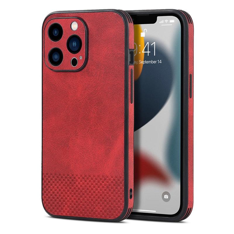 Gorgeous Luxury Genuine Leather Phone Case For iphone 13 Pro Max 12 11 14Pro Max XR XS MAX 7Plus Shockproof Cover Full Protective Slim Leather Luxury PU Flexible Bumper Non-Slip Grip Shockproof Full Body Protective Cover Men Women Phone Cases