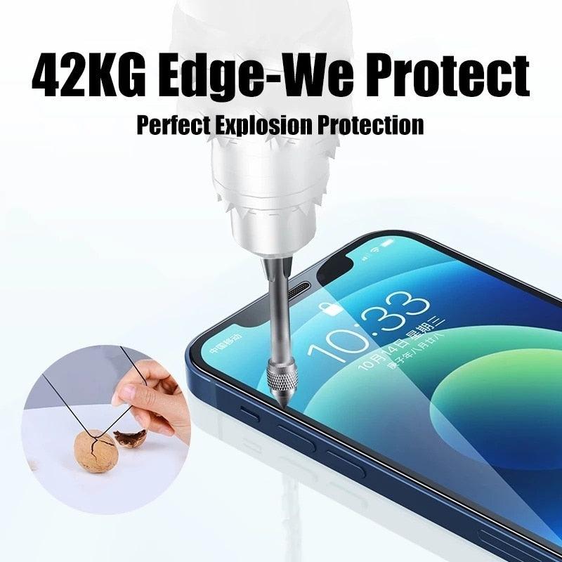 9D Full Cover Glass Screen Protector for IPhone 11 Pro Max 14 12 X s XS XR Tempered Glass on IPhone 13 Mini 7 8 6S Plus SE Film Tempered Glass Screen Protector Compatible for iPhone