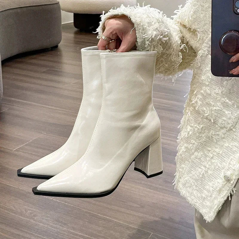 Designer Ankle Boots Plush Lining High Heel