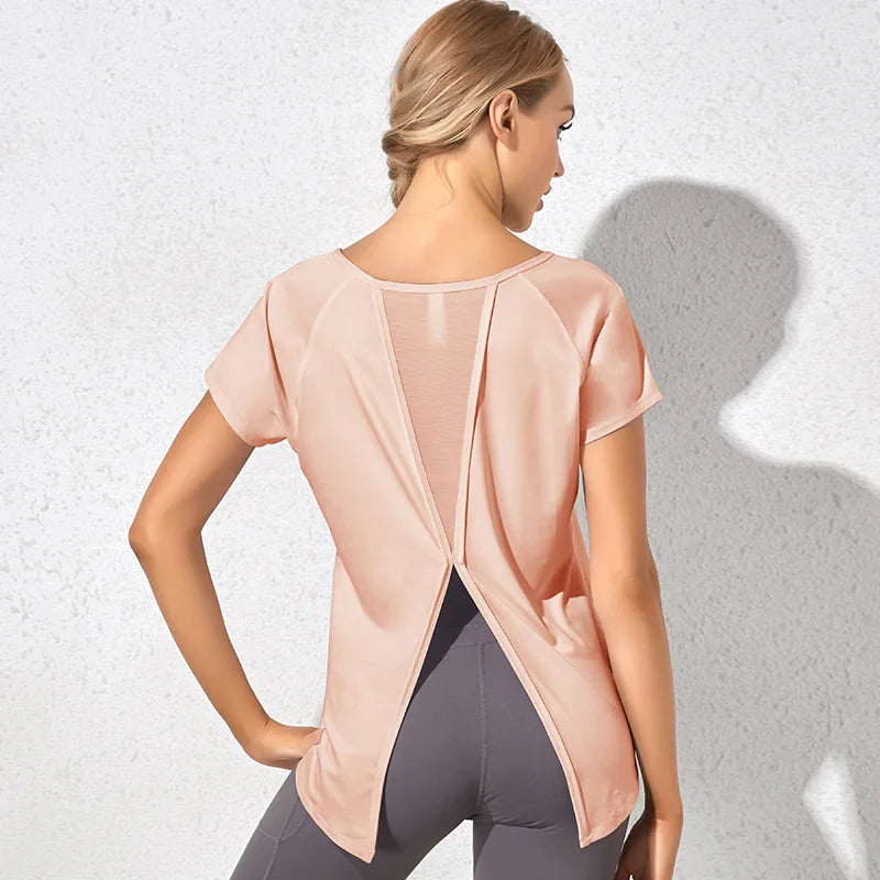 Women's Short Sleeve Yoga Shirt Breathable Stretchy Sexy
