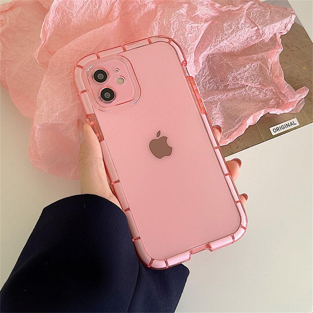 Luminous Shockproof Bumper Phone Case For iPhone 11 14 Pro Max 12 11 13 Pro Max X XR XS Max Transparent Back Cover Full Bumper Case Strong Classic Phone Case