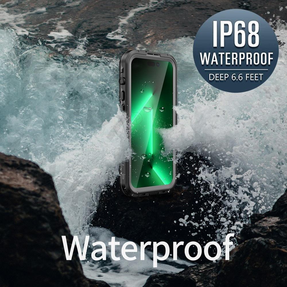 Waterproof Case For iPhone 14 Pro Max 14 Pro iPhone 13 Pro Max Protector Full Body Protective Dustproof Magnetic Phone Case Waterproof 360 Degree All-Round Protection with Built-in Screen Protector Outdoor Transparent Shockproof Case