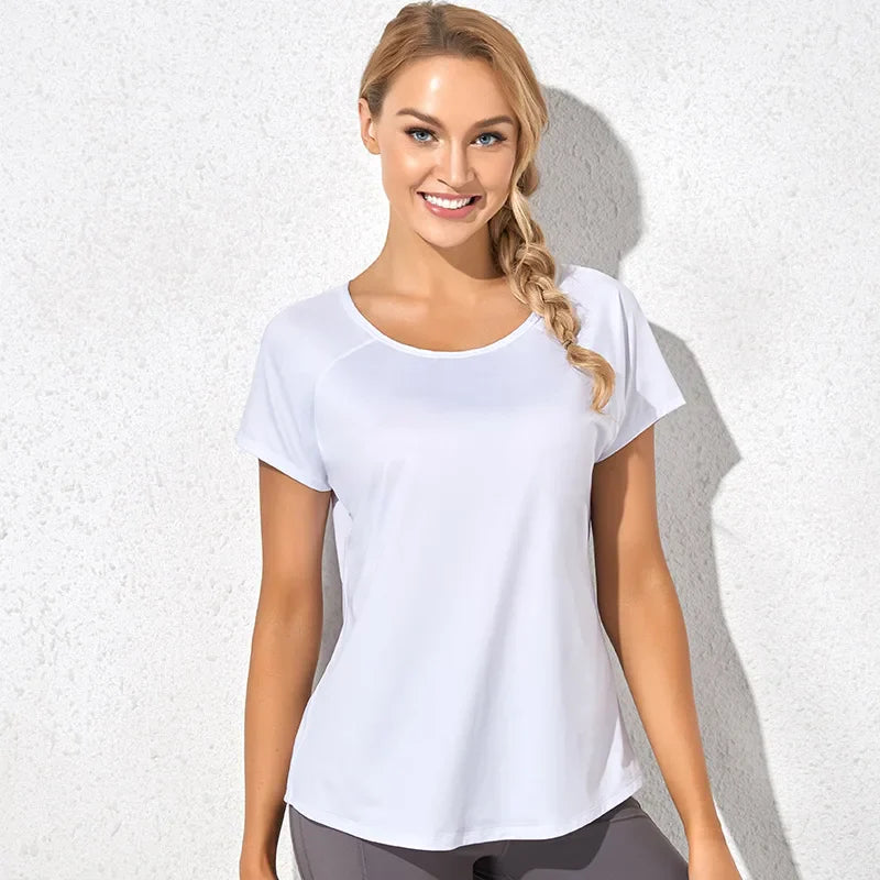 Women's Short Sleeve Yoga Shirt Breathable Stretchy Sexy
