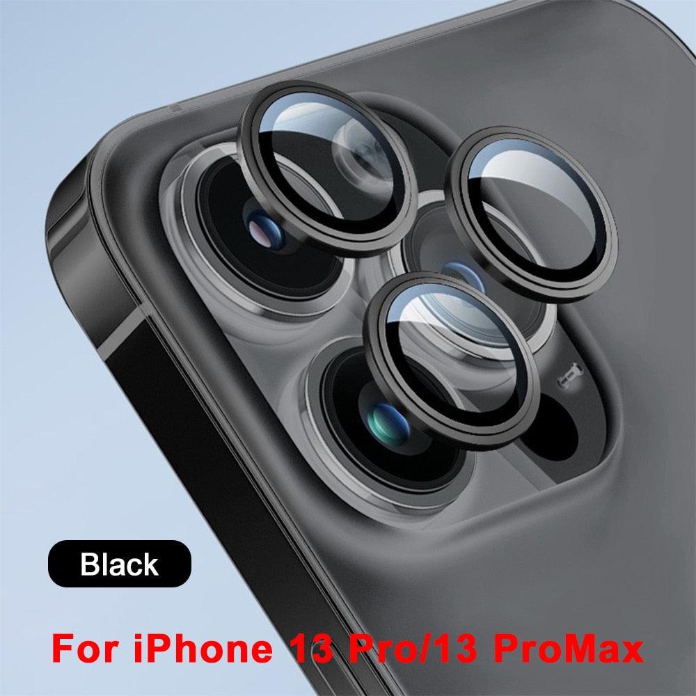 3D Protective Glass Camera Protector Cover For iPhone 13 Pro Max i Phone 13Pro 13 Mini Rear Lens Metal Ring Protect Camera Lens Case Individual Metal Scratch Resistant HD Clear Case Tempered Glass Camera Case