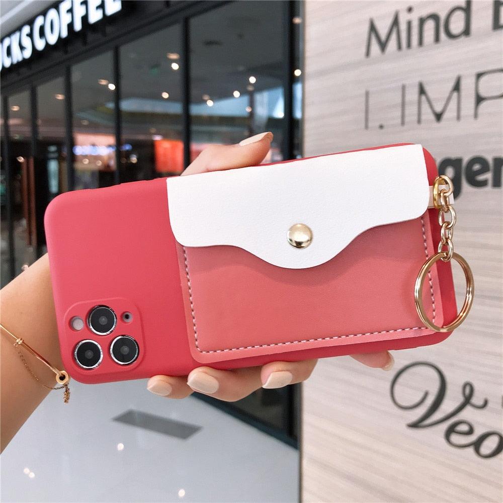 Luxury Wallet Phone Case For iPhone 13 Pro Max 11 12 Pro Max X XR XS 7 8 Plus 13 Mini Soft Silicone Handbag Card Phone Case Wallet Compatible iPhone Bag Cover