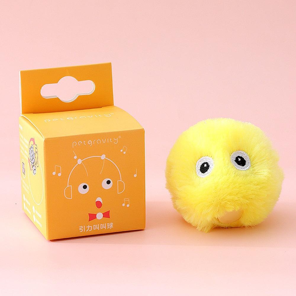 Smart Fluffy Plush Cat Ball Toys Interactive Chirping Balls Cat Kicker Toys 3 Lifelike Sounds Fun Kitty Kitten Toys Interactive Electric Cat Ball with Sound