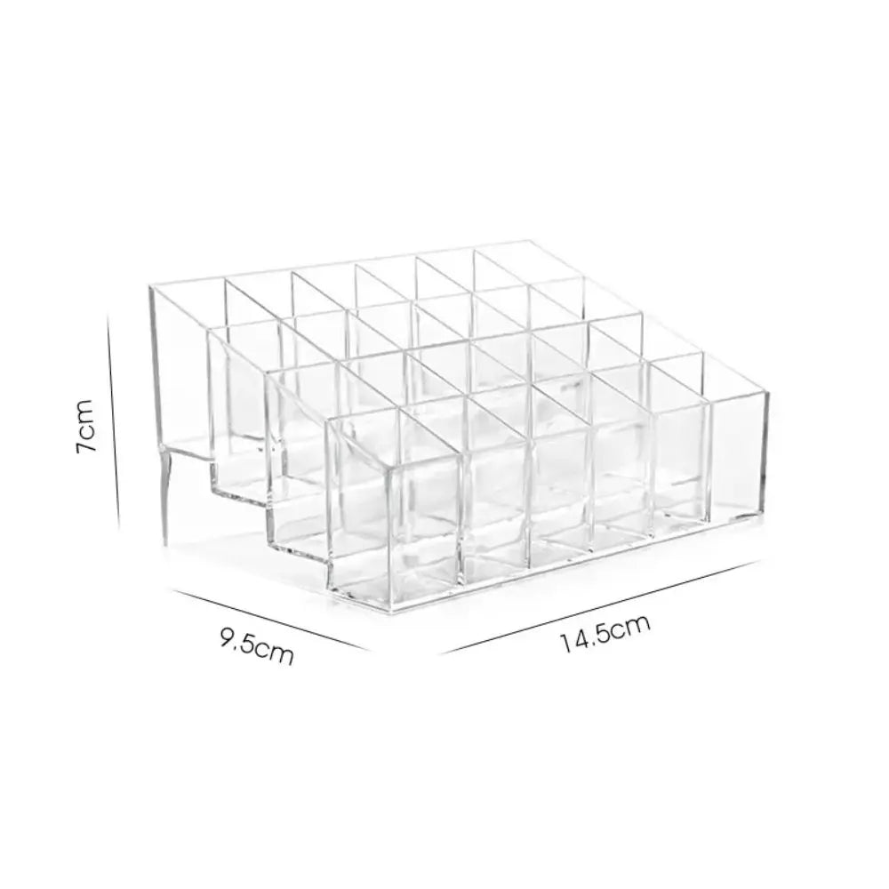 24-Slot Acrylic Lipstick Holder Organizer for Cosmetics, Nail Polish, Jewelry Display