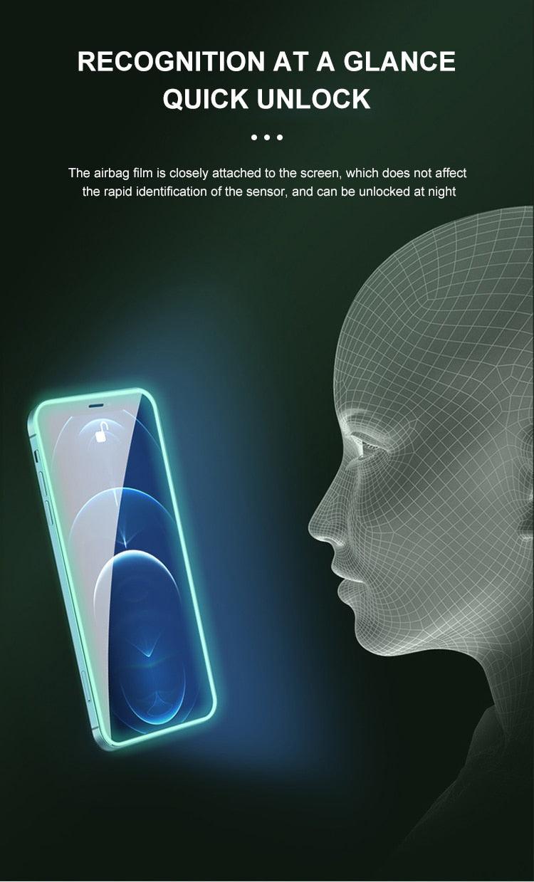 2Pcs Luminous Protective Glass For iPhone 14 13 12 11 Pro Max X XR XS Screen Protector For 7 8 6 Plus SE3 Glowing Tempered Glass Luminous Glowing Tempered Glass Screen Protector for iPhone