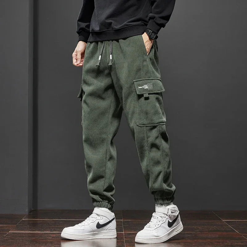 Men's Armygreen Gray and Black Cargo Joggers