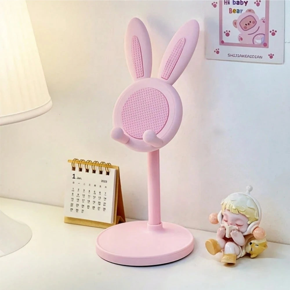Cute Bunny Phone Stand, Adjustable Universal Desk Mount for Smartphones, Kawaii Animal Decor for Home Office, Lovely Gift for Gi