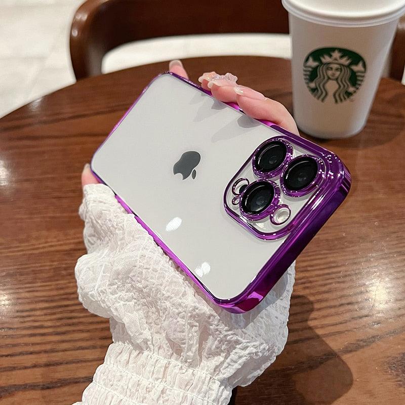 Luxury Square Transparent Case For iPhone 11 Pro Max Mini XR X XS Max 8 7 Plus Silicone Cover Protection Non-Yellowing Shockproof Phone Case for iPhone Elegant Transaprent Design For Iphone