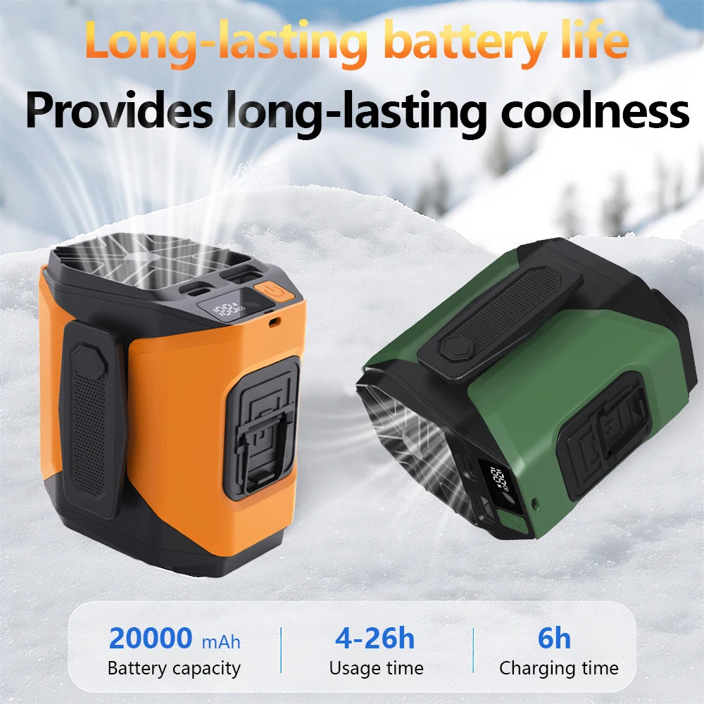 Portable Waist Fan 10000mAh with Power Bank LED Lighting Hanging Neck Fan 5 Speed Strong Airflow Cooling Fan for Outdoor Working