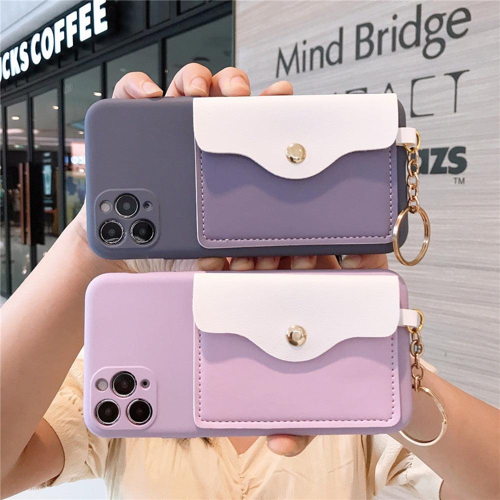 Luxury Wallet Phone Case For iPhone 13 Pro Max 11 12 Pro Max X XR XS 7 8 Plus 13 Mini Soft Silicone Handbag Card Phone Case Wallet Compatible iPhone Bag Cover