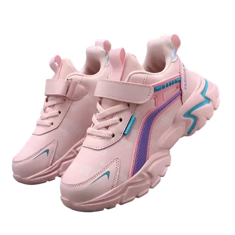 Girls Leather Athletic Sneakers